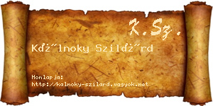 Kálnoky Szilárd névjegykártya